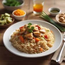 Quinto plato de la carta: Arroz con pollo y verdura.