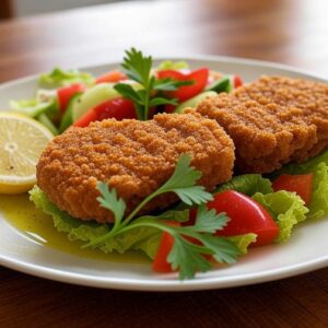 Merluza a la romana con ensalada mixta