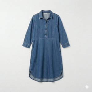 Vestido Denim "Azure Breeze" – Estilo Camisero Midi